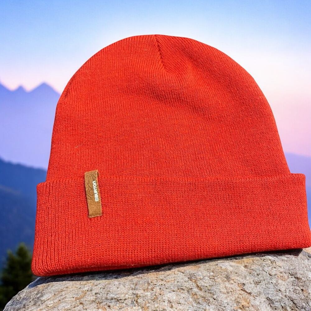 Burton Kactusbunch Beanie Hat Orange Red Knit Skully Ski Snowboard Cap Cuff OS